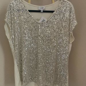 Cream sparkle shirt size xl